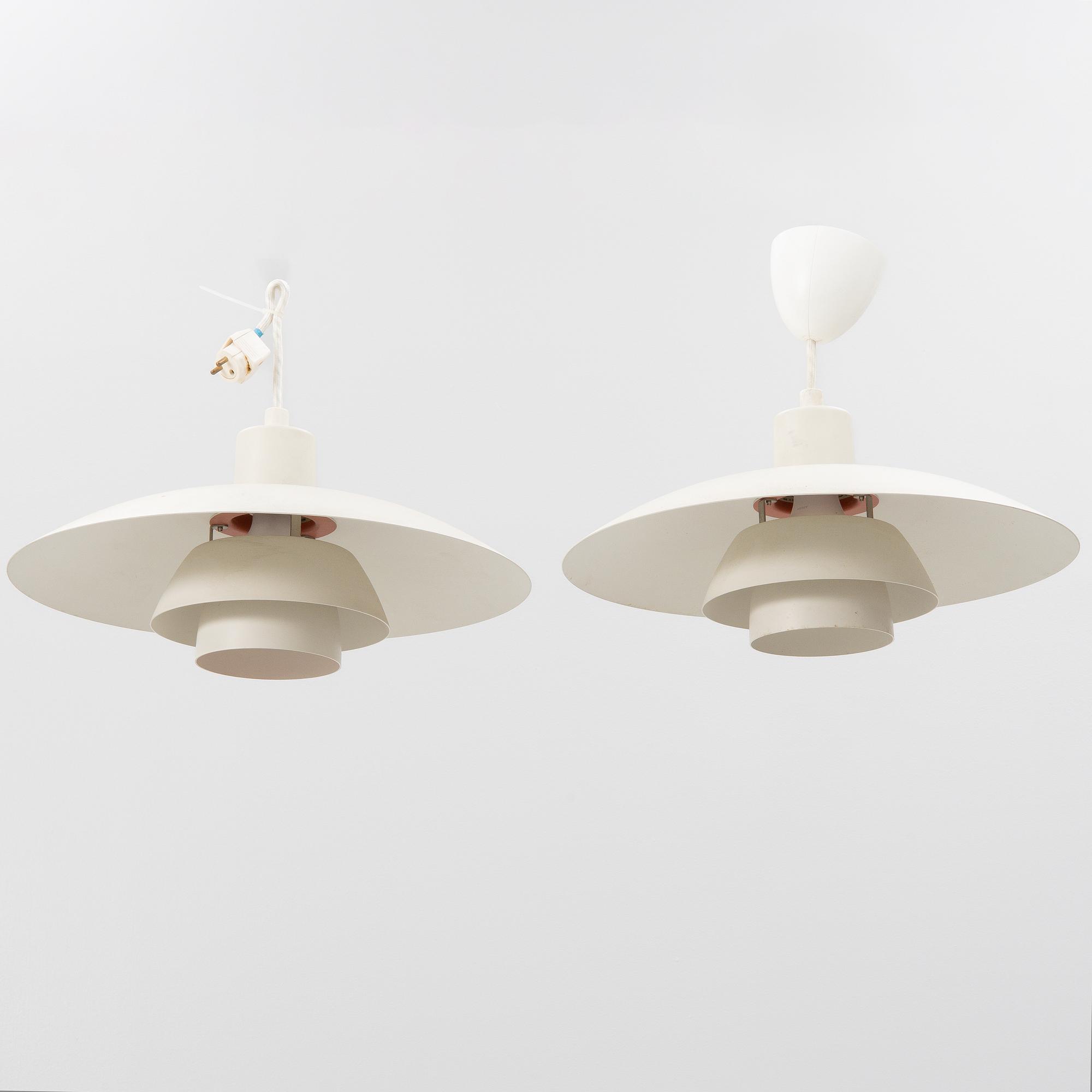 Poul Henningsen, a pair of "PH 4/3" ceiling lamps,Louis Poulsen, Denmark.