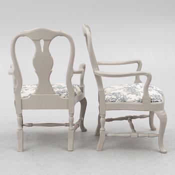 Dining table, 2 armchairs, 6 chairs, Rococo style, 20th century.