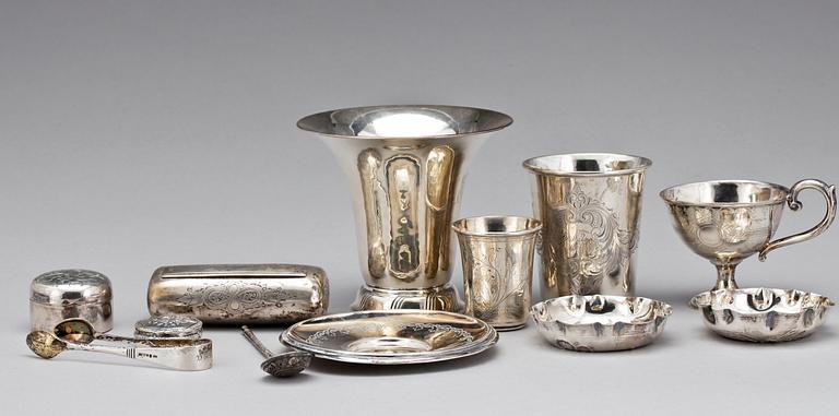 PARTI SILVER, 12 delar, 1800-1900-tal, vikt ca 545g.