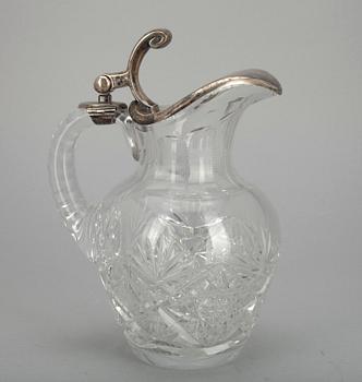 VINKANNA, silver samt slipad kristall. Sverige tidigt 1900-tal.