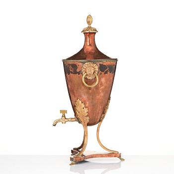 A late-gustavian copper and gilt-brass tea cistern, Stockholm circa 1800.