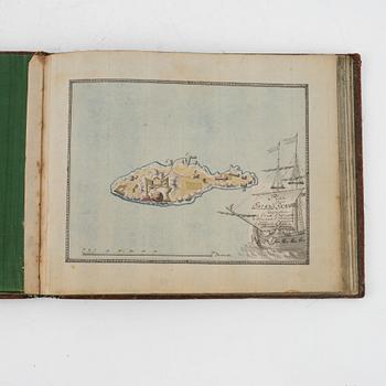 Album från 1746 med 22 akvareller över fästningar, gåva av Gabriel Cronstedt till tronföljaren Adolf Fredrik.