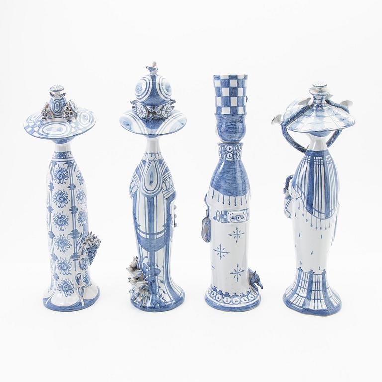 Björn Wiinblad, Figures, 4 pieces, "The Four Seasons", Denmark, 1987-88.