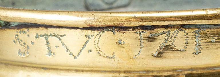 An 18th century brass brazier.