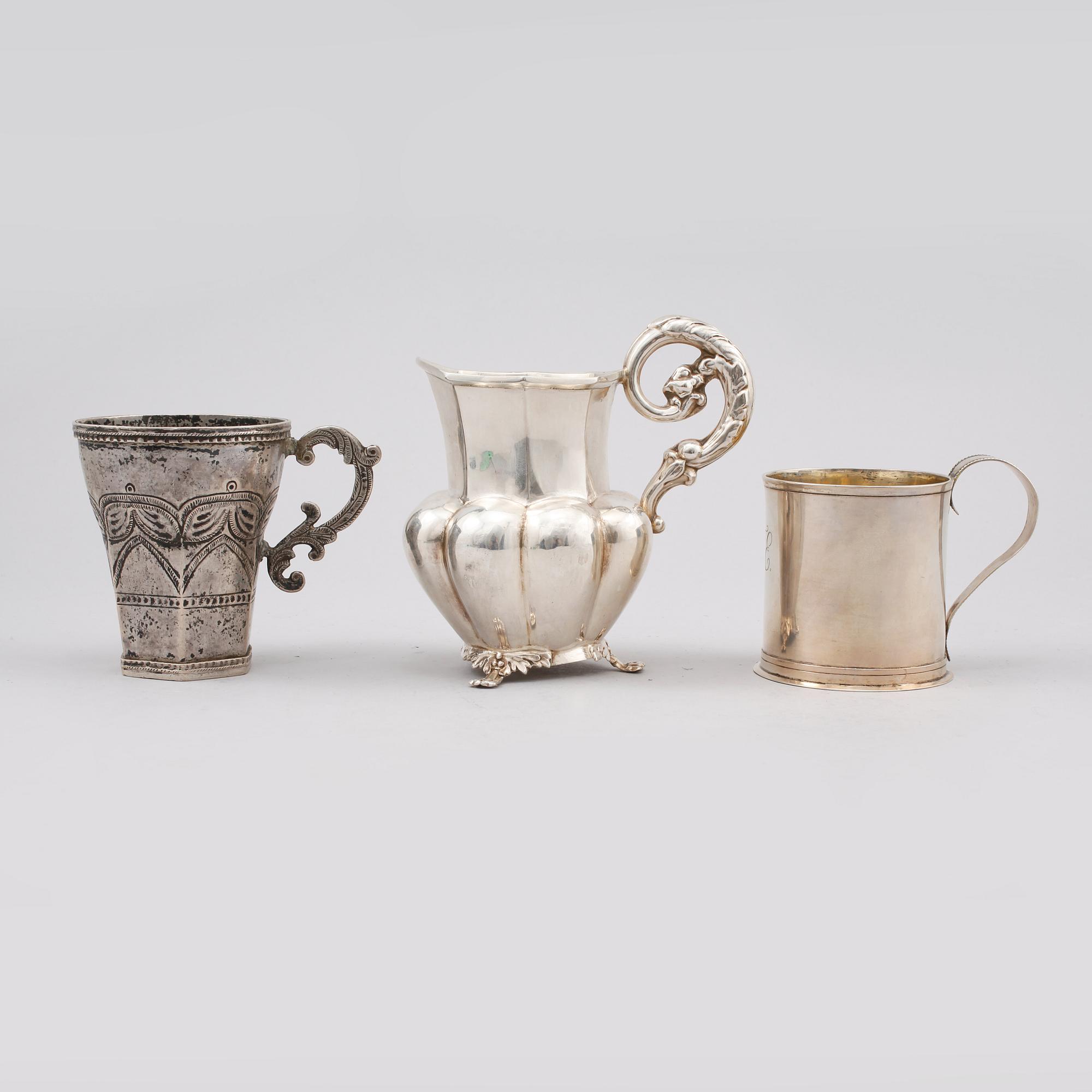 PARTI SILVER, 3 delar, 1800-tal. Vikt 350 gram.