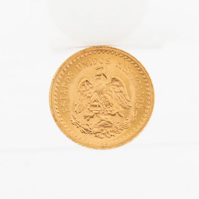 Gold coin 2.5 pesos 1945 Mexico.