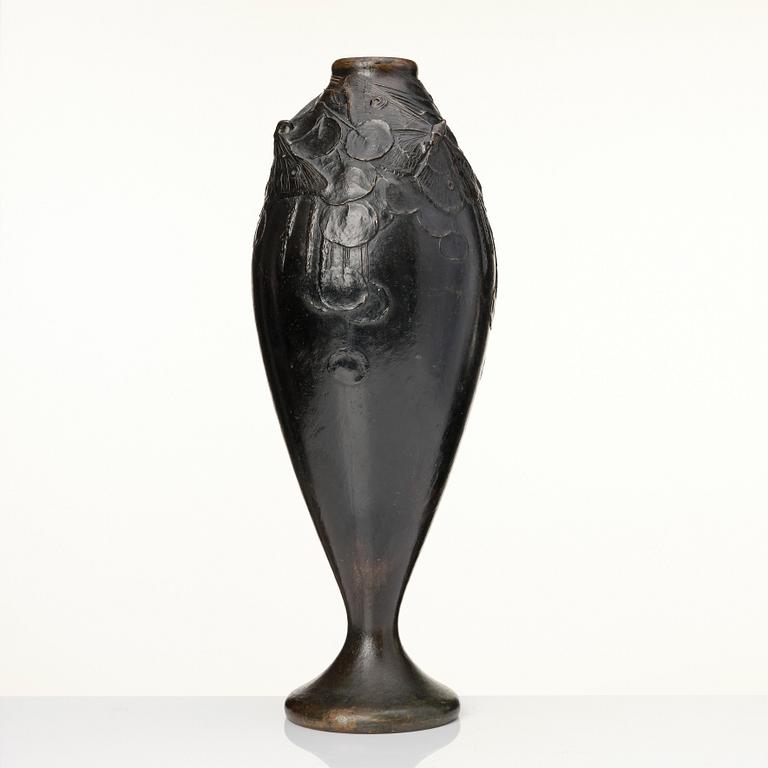 Hugo Elmqvist, a grand Art Nouveau patinated bronze vase, Stockholm ca 1900.