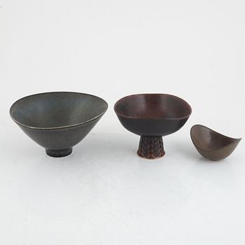 Carl-Harry Stålhane, two bowls and Gunnar Nylund, a bowl, Rörstrand.