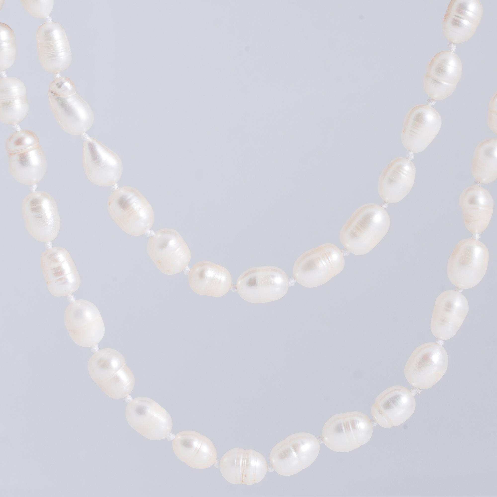 A cultured freshwater pearl necklace.