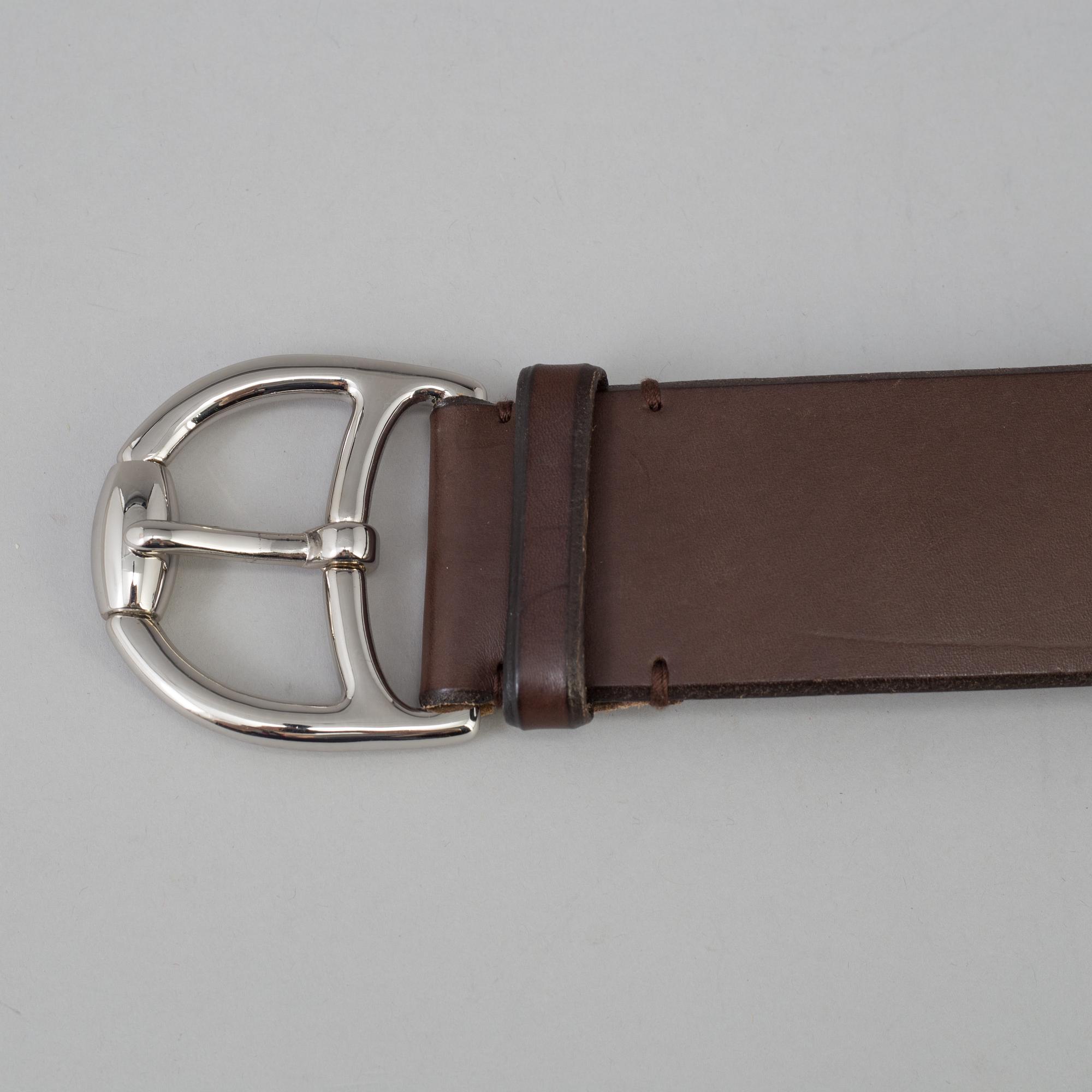 Two leather belts by Ralph Lauren.