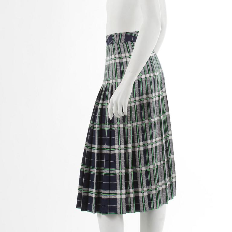 Céline, CELINE, a blue, white and green skirt. French size 40.