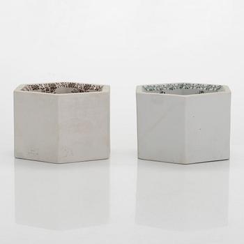 Rut Bryk, Two 1960s 'Hexagon tile' sculptures for Arabia, Finland.