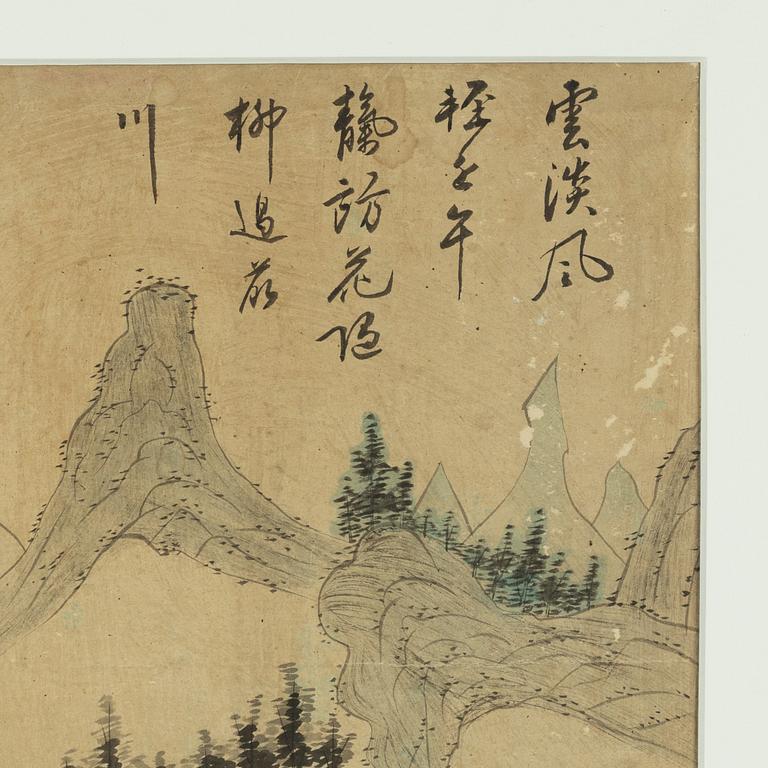 Oidentifierad konstnär, fyra stycken målningar, tusch och akvarell på papper, Korea, omkring 1900.