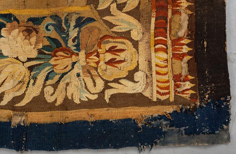 Vävd tapet, "Verdure", gobelängteknik, "entre-fenêtre", ca 314 x 109, cm, Aubusson omkring 1700-1700-talets förra hälft.