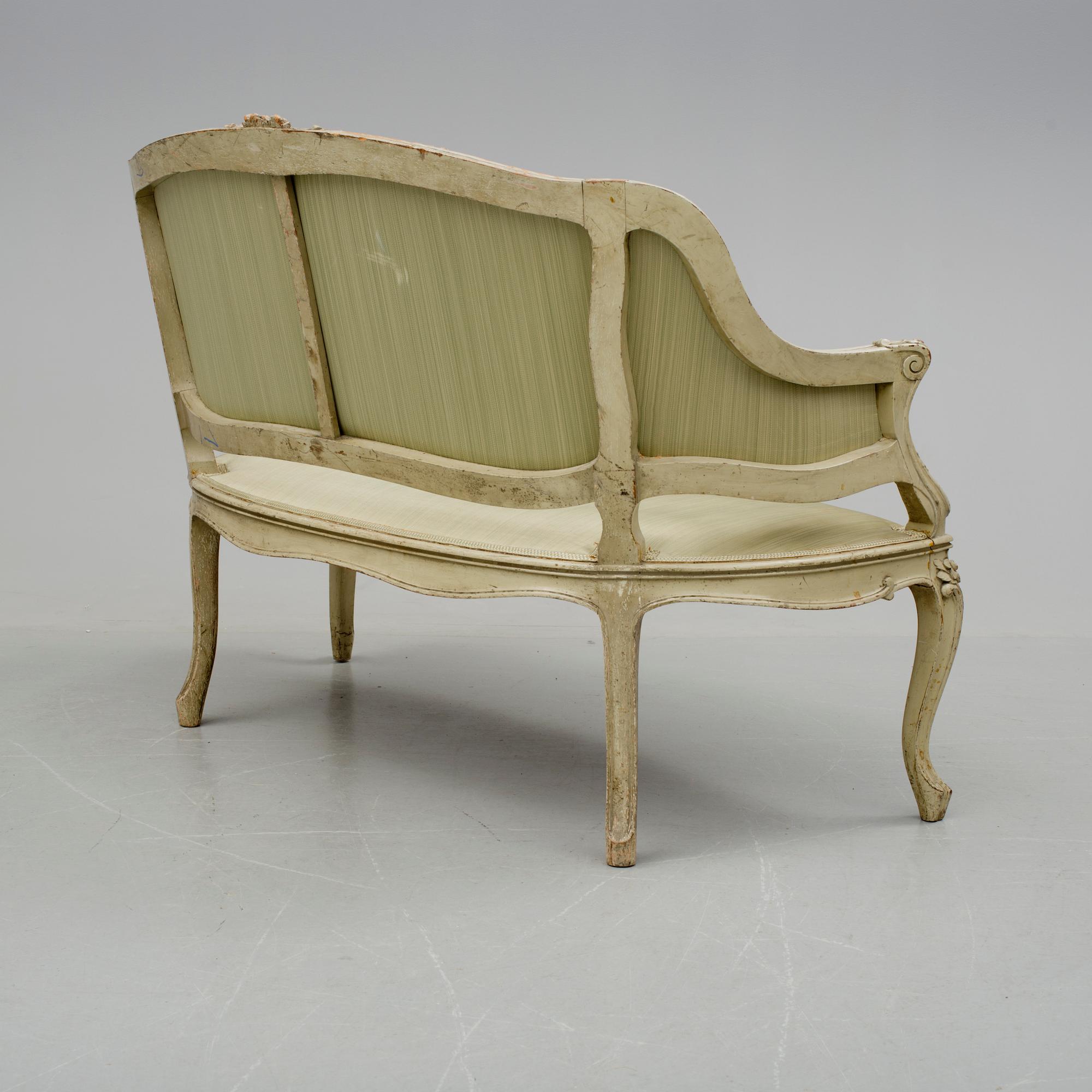 SOFFA OCH STOLAR, 3 delar, rokokostil, omkring år 1900.