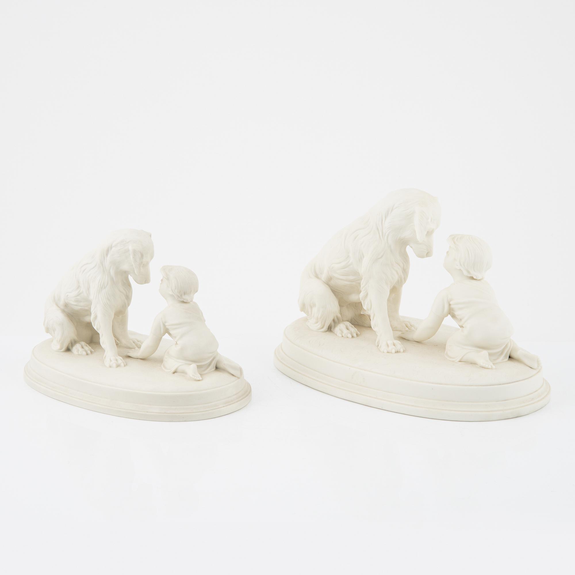 Figuriner, 2 st, parian, Gustafsberg, 1900-talets början.