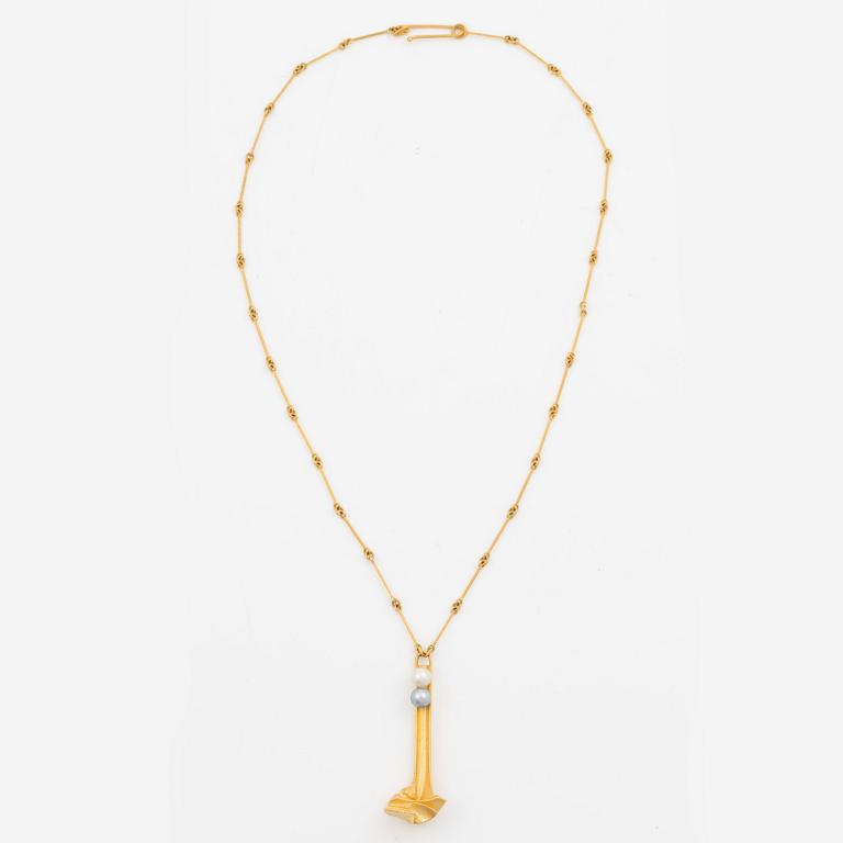Björn Weckström, Necklace "Arousal", 18K gold with pearls. Lapponia 1979.