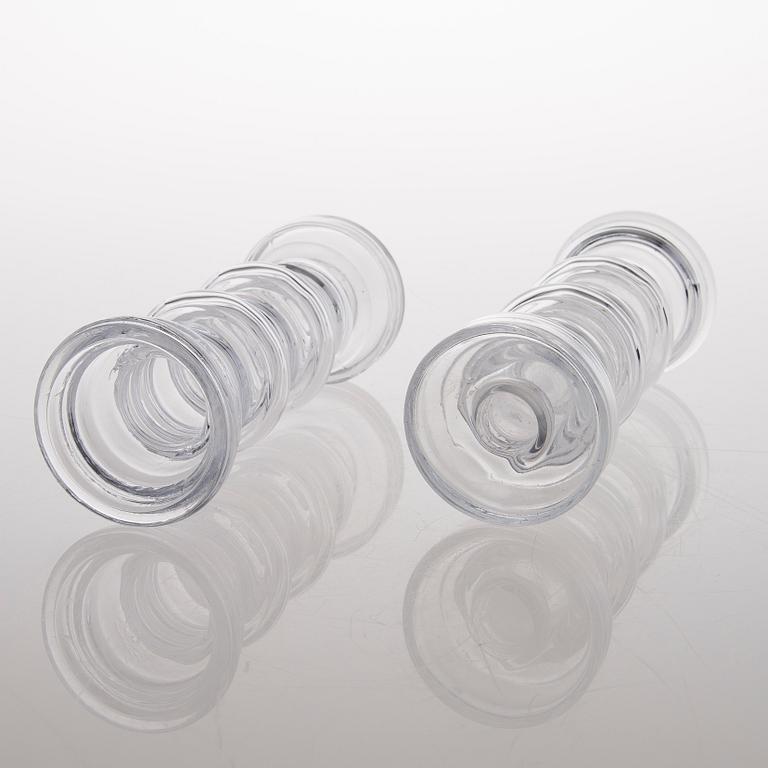 A vas and four candle holders/ vases in glass from Riihimäen Lasi, Finland 1970s.