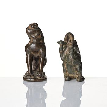 A group of four bronze figures, Ming dynasty and older.