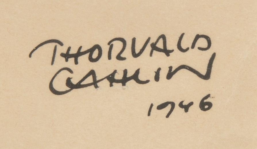 Torvald Gahlin, ink drawing signed and dated 1946.