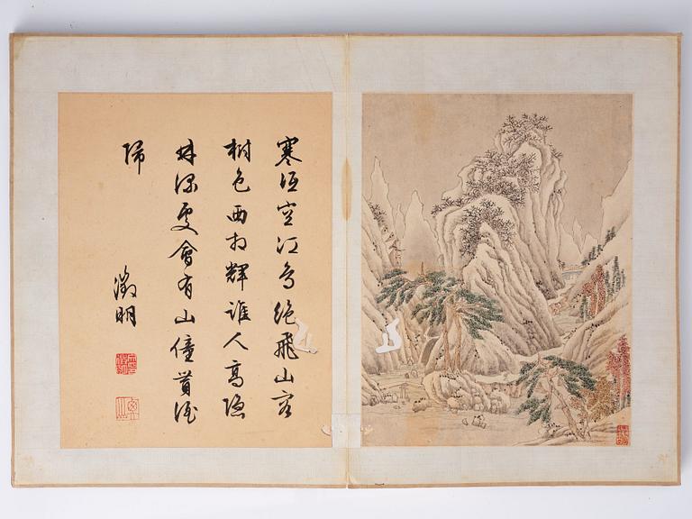 An album with 16 pages in the style of Wen Zhengming (1470–1559), Qing dynasty, 19th Century.