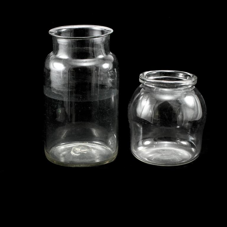 BURKAR/VASER samt FAT, 2 st, glas, 1900-talets början.