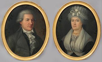 A pair of portraits, oil on canvas, not signed, 18th century.