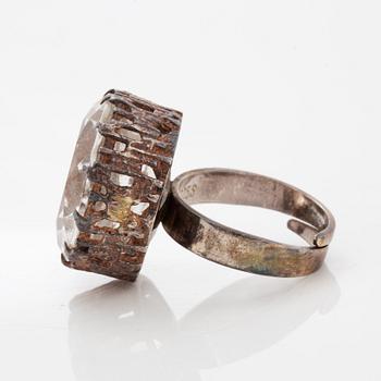 A Bengt Hallberg silver and rock crystal ring.