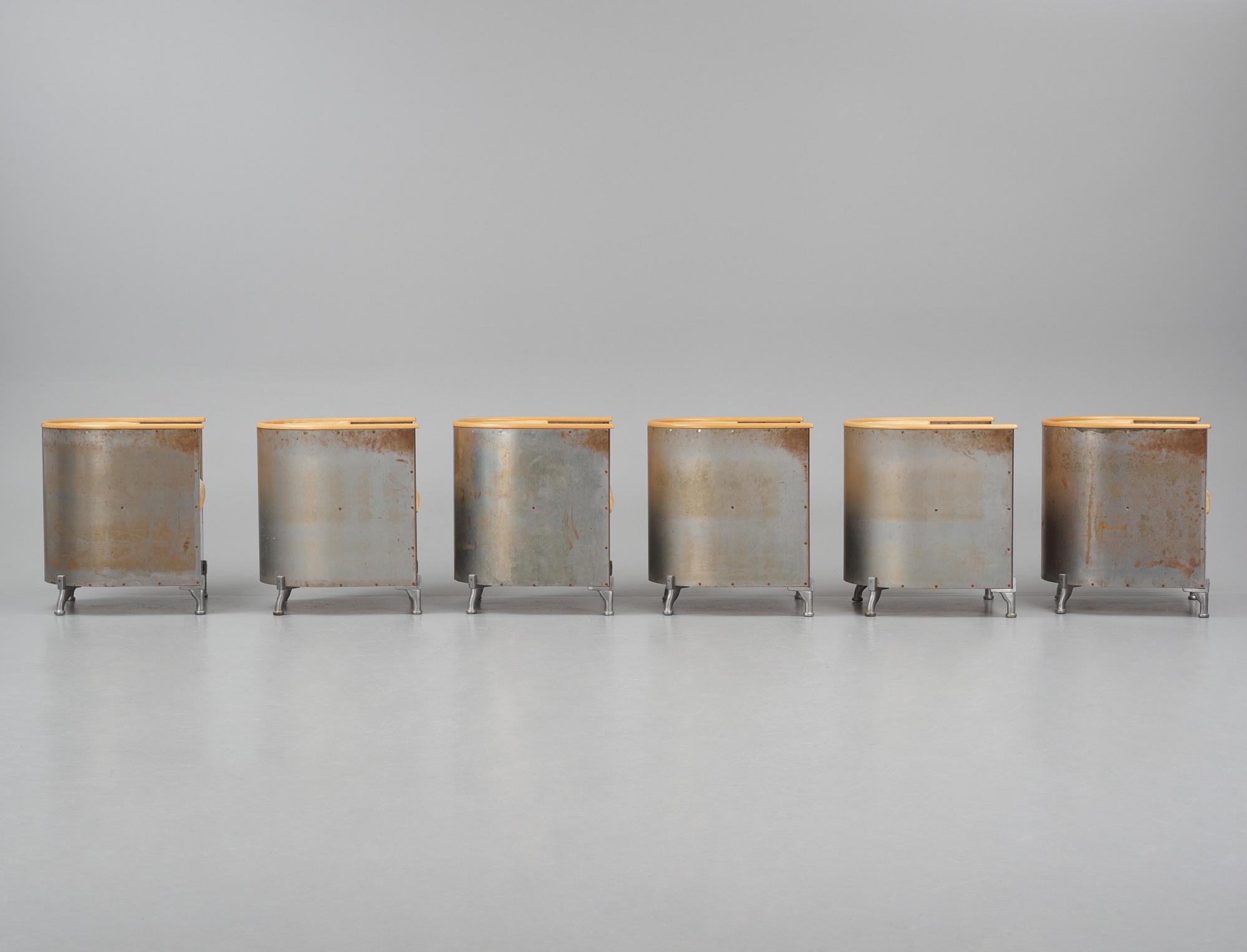 Mats Theselius, a set of six custom ordered "Aluminiumfåtölj", Källemo, Värnamo ca. 1990.