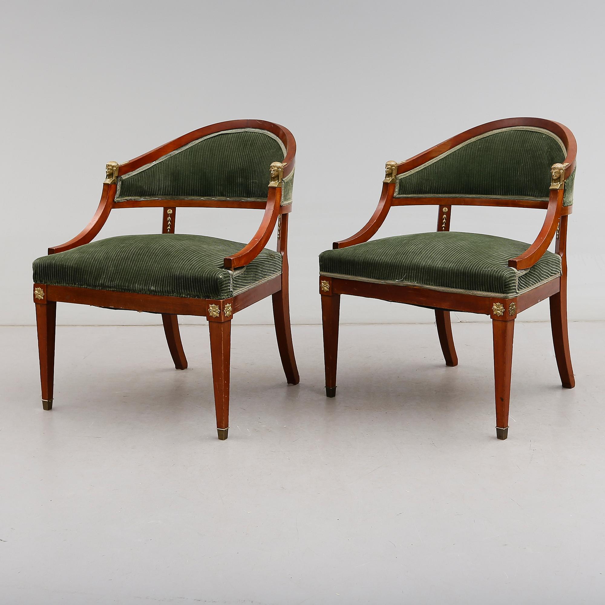 KARMSTOLAR, 1 par, empirestil, 1900-talets första hälft.