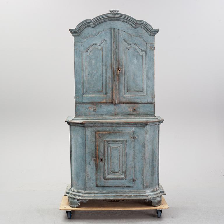 A painted pine Baroque cabinet, 18th Century.