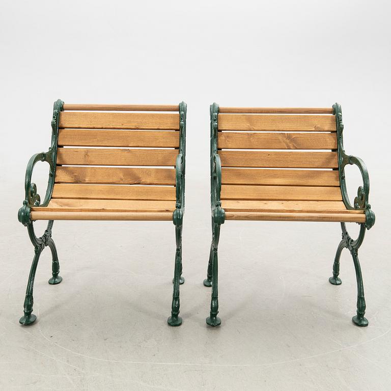 Garden armchairs, a pair, Norrahammar's Ironworks, 20th century.