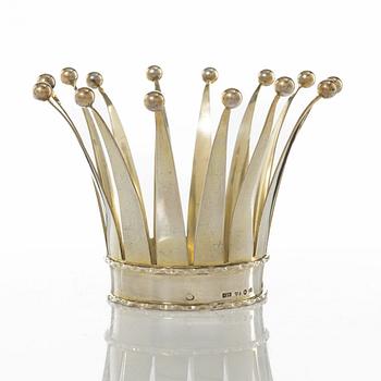 A Swedish silver gilt bridal crown, mark of JL Hultbom, Stockholm 1944.