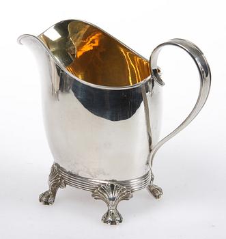 KAFFESERVIS, 3 delar, silver, C G Hallberg, Hallberg, Stockholm, empirestil, 1915, ca 1350g.