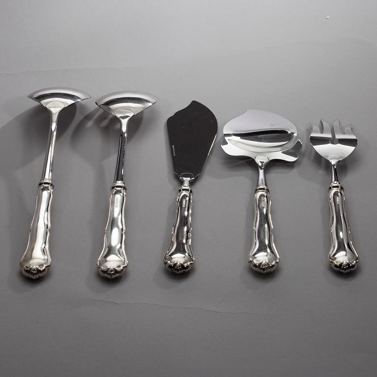 BESTICK, 28 delar, "Chippendale", diverse tillverkare, Finland 1976-2001. Tot. vikt 609 g, inkl. blad.