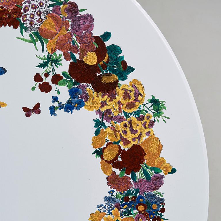 Piero Fornasetti, an enameled 'Corona d fiori' garden table, Milan, Italy and Svenskt Tenn Sweden, 1950-60's.