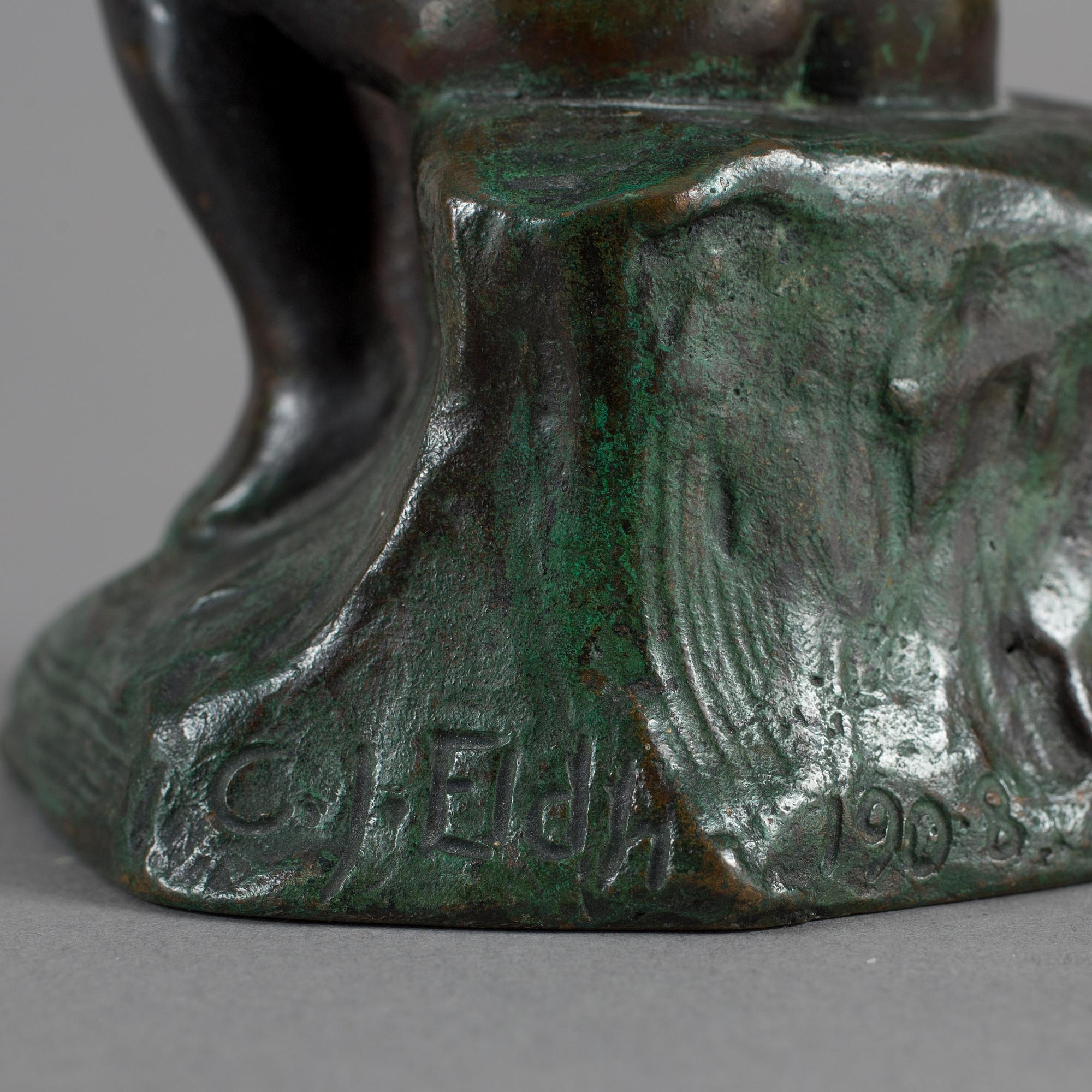 CARL ELDH, Bronsskulptur, signerad. Otydlig gjutarstämpel.