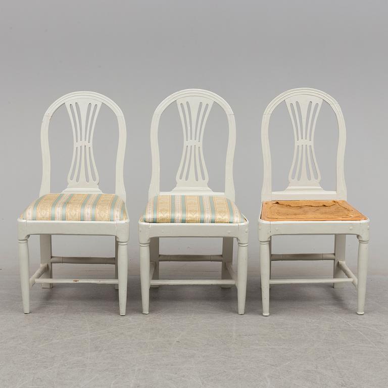 A set of three chairs from around year 1800.