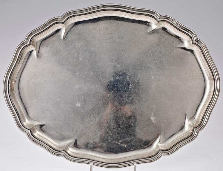 KAFFESERVISDELAR, 3+1 delar, silver, rokokostil, GAB, Stockholm 1914. Totalvikt 1900 gram.
