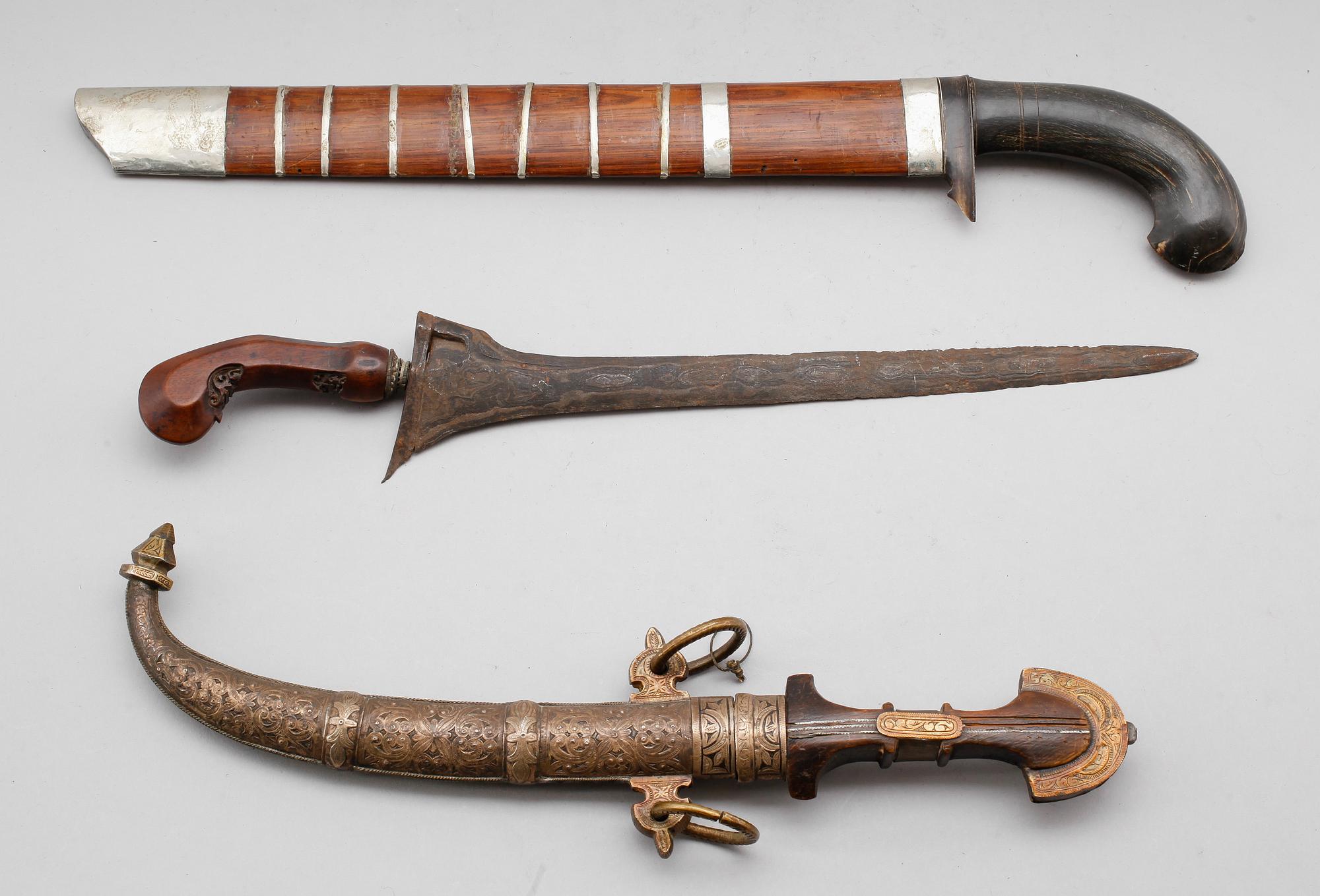 KNIVAR, 3 st, orientaliska, 1800-/1900-tal.