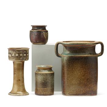 Stig Lindberg, a set of four stoneware vases, Gustavsberg studio 1968-73.