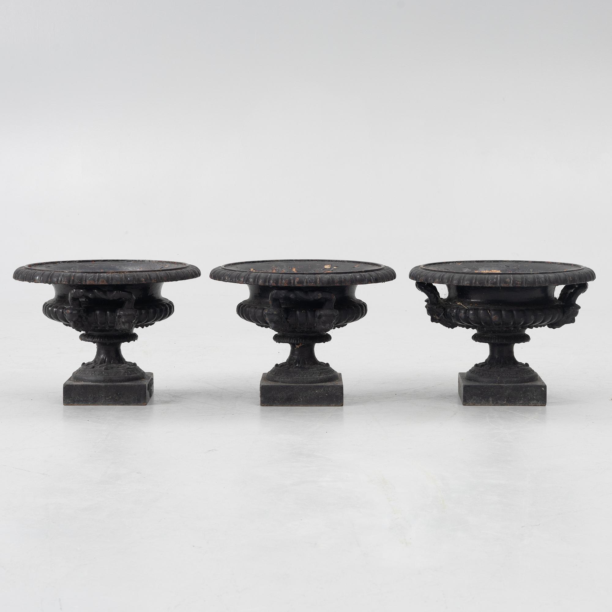 Garden urns, 3 pcs, No. 3, Husqvarna, circa 1900.