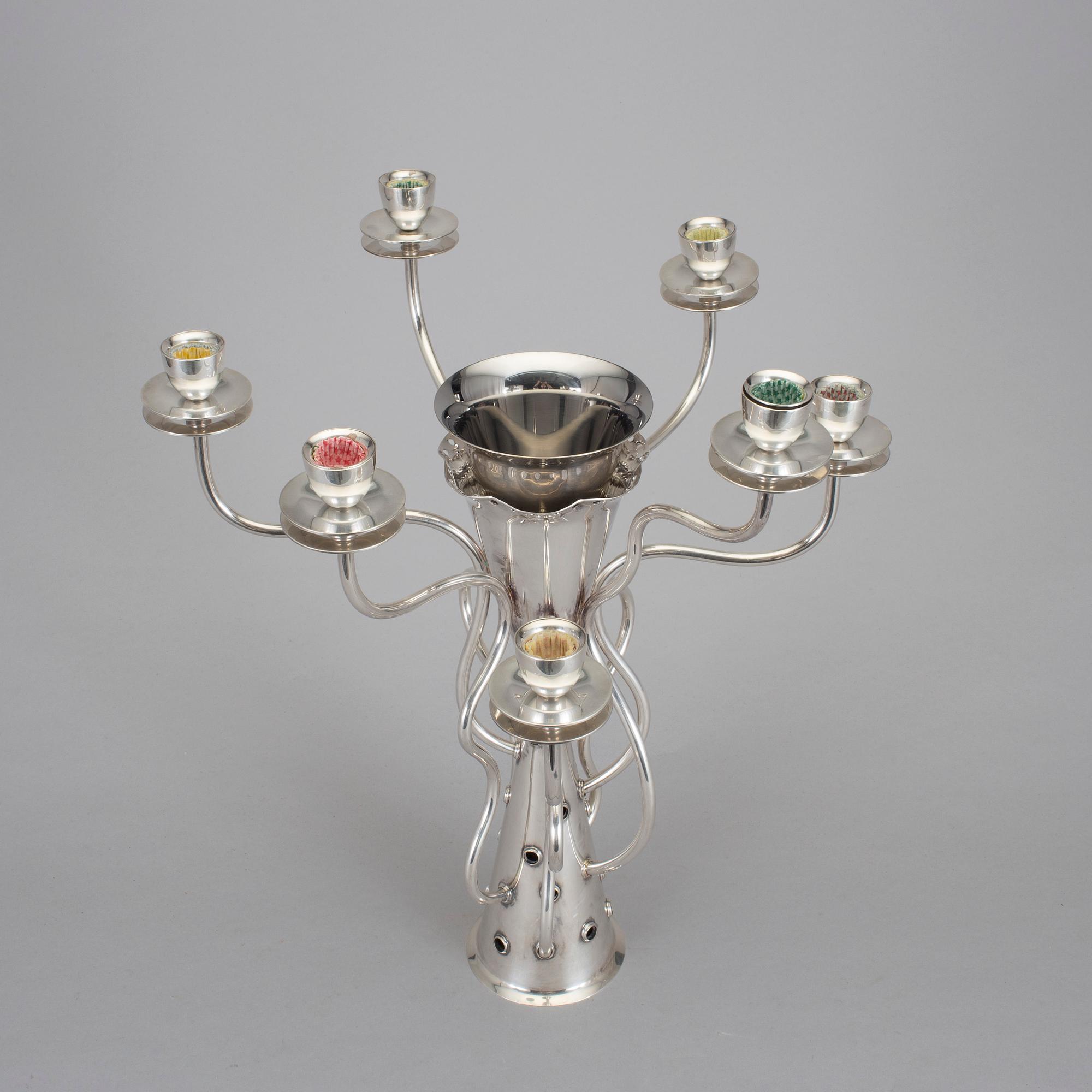 BOREK SIPEK, kandelaber, nysilver, "Simon", Drade, formgiven 1989.
