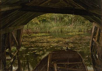 Cecil Mendelssohn Round, "A Peak Through The Boathouse East Bilney Hall".