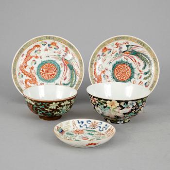 PARTI PORSLIN, 5 delar, Kina, Sen Qingdynasti, Guangxu (1874-1908).