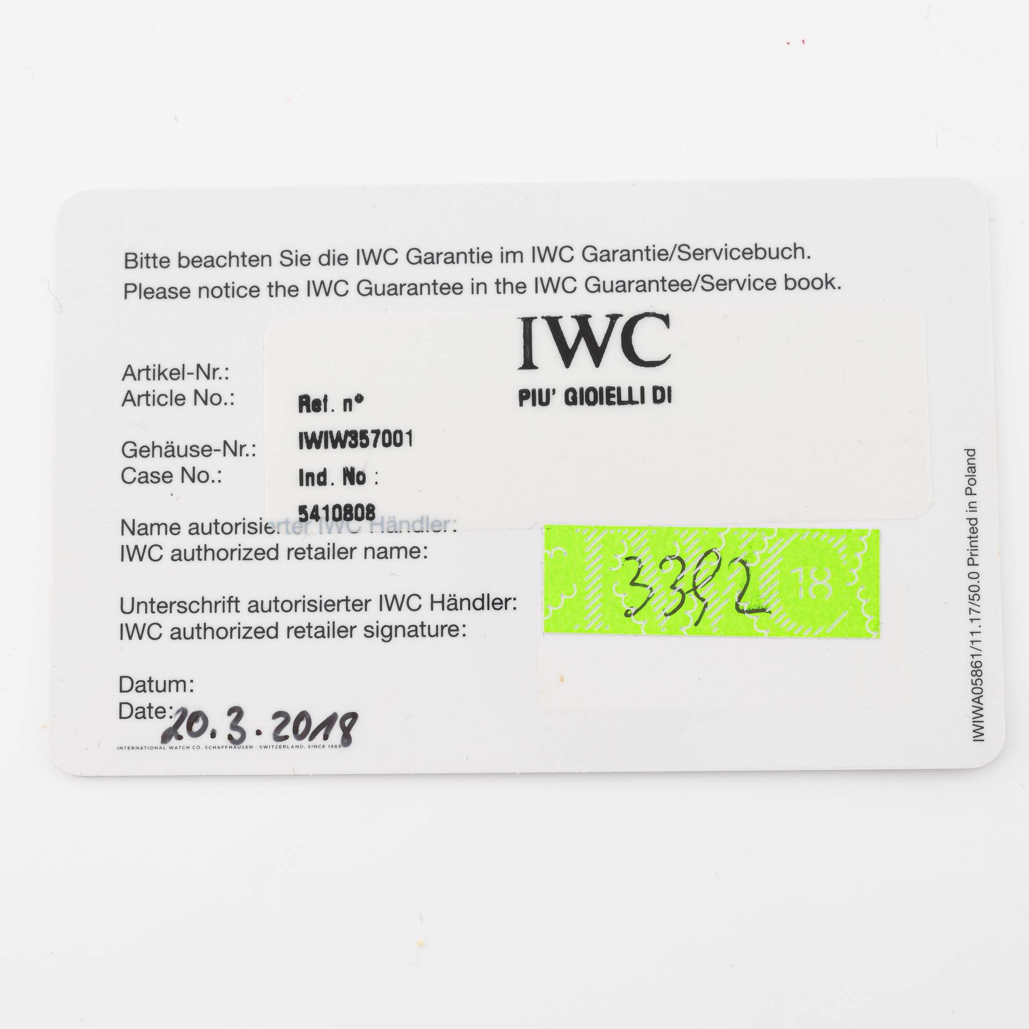 IWC, Ingenieur, wristwatch, 40 mm.
