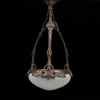 A bronze ceiling lamp, Jugend early 20th century.