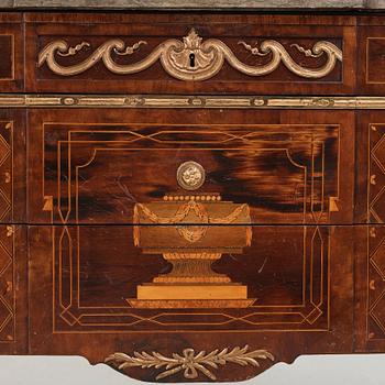 A Gustavian late 18th century commode by Anders Lundelius (master in Stockholm 1778-1823), not signed,