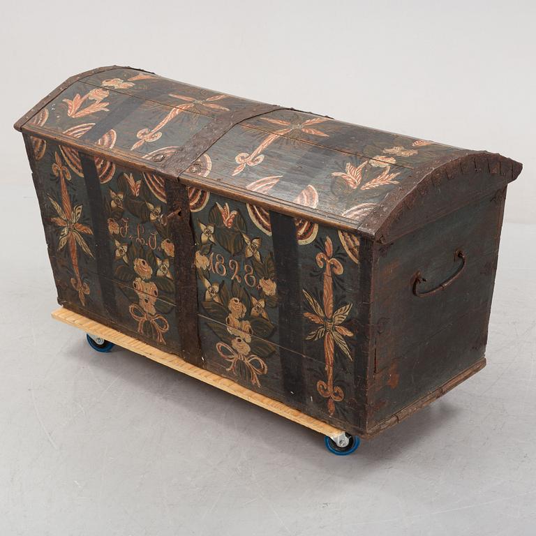 A swedish provincial oak chest, dated 1928.