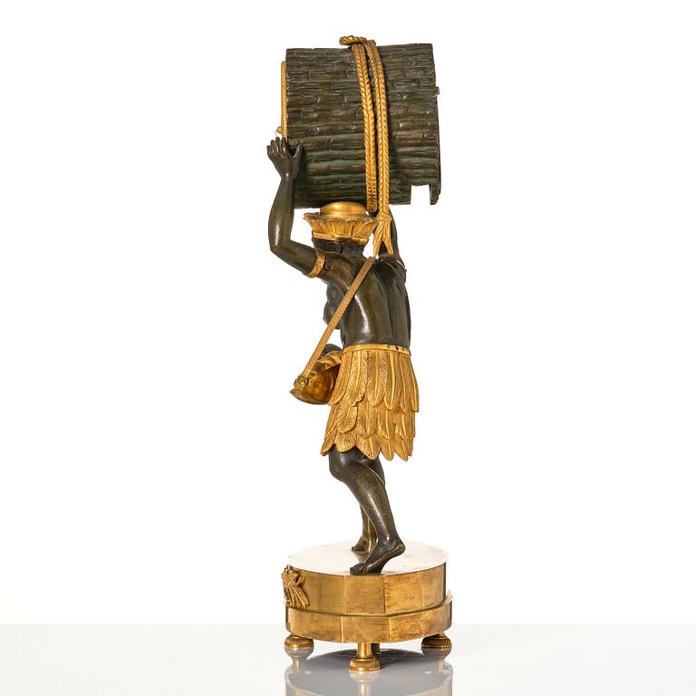 An Empire ormolu and patinated-bronze mantel clock 'La Nourrice Africaine', early 19th century.